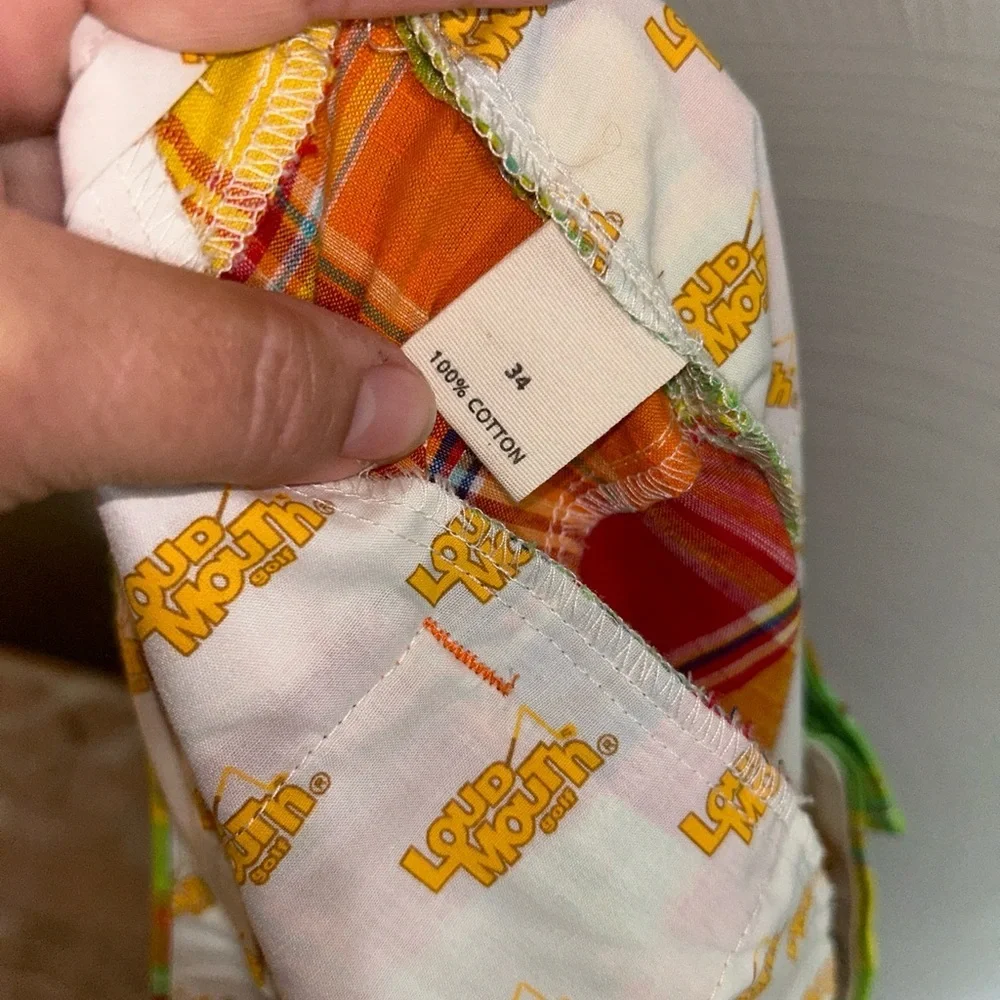 Loudmouth Shorts Golf Plaid Patchwork Mens Size 34 Multicolor Flat Front